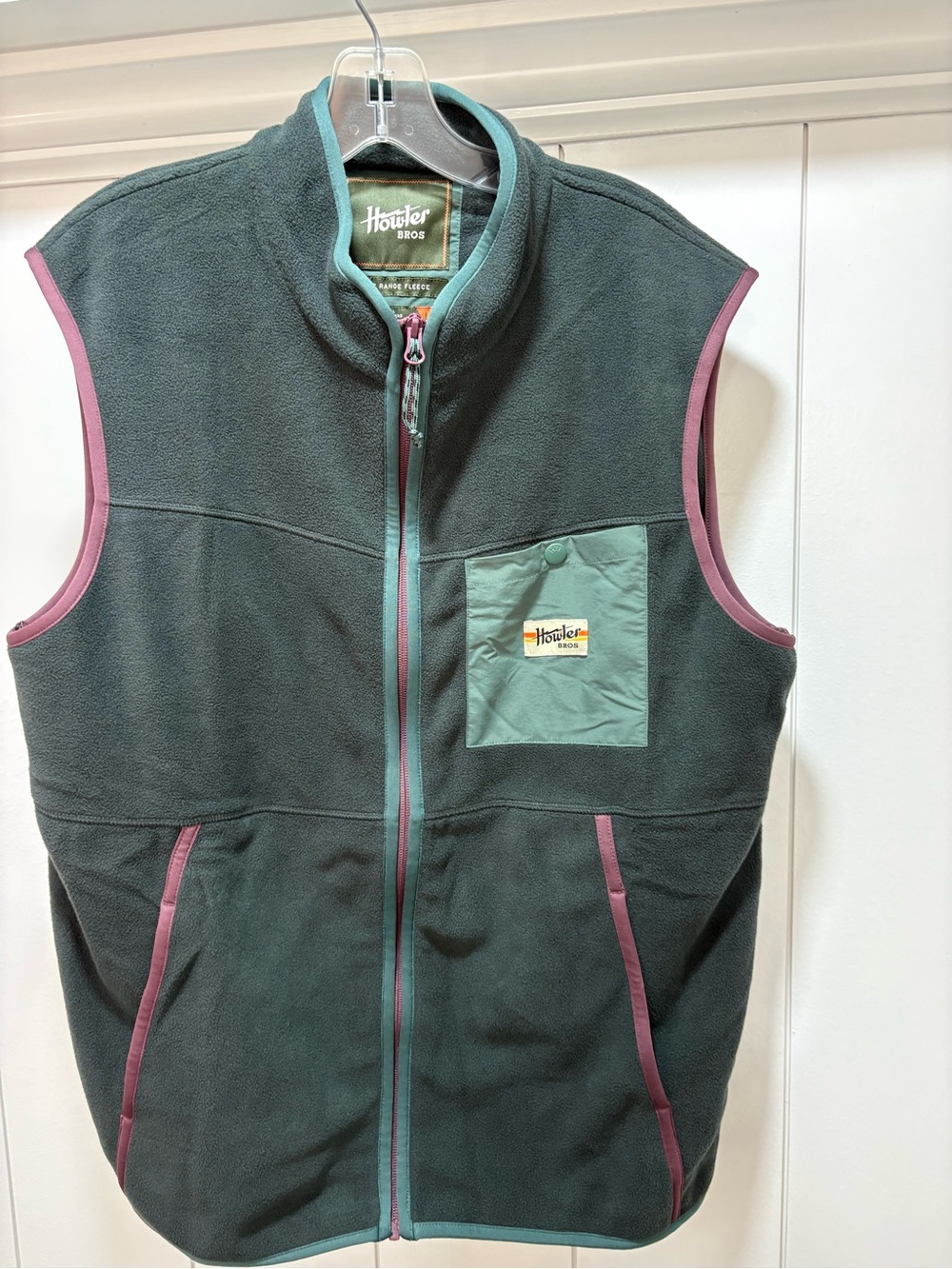 Howler Bros Free Range Fleece Vest Mens Large Charcoal Grey Full Zip Outdoor